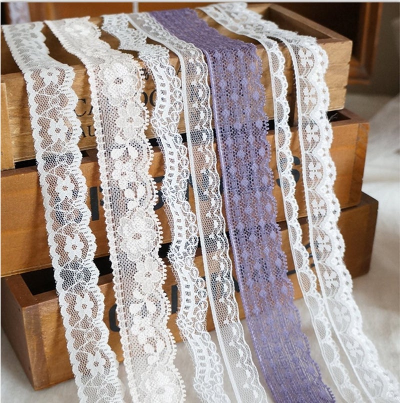 RayLineDoÂ® 30 Meters Assorted Vintage Style Lace Ribbon Trim Bridal Wedding Scalloped Edge Crochet Lace - Image 2
